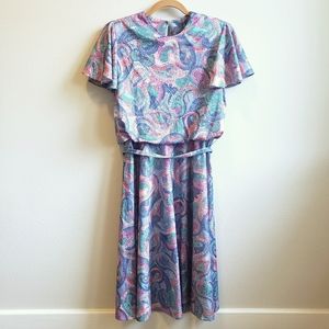 Vintage Paisley Flutter Sleeve Dress